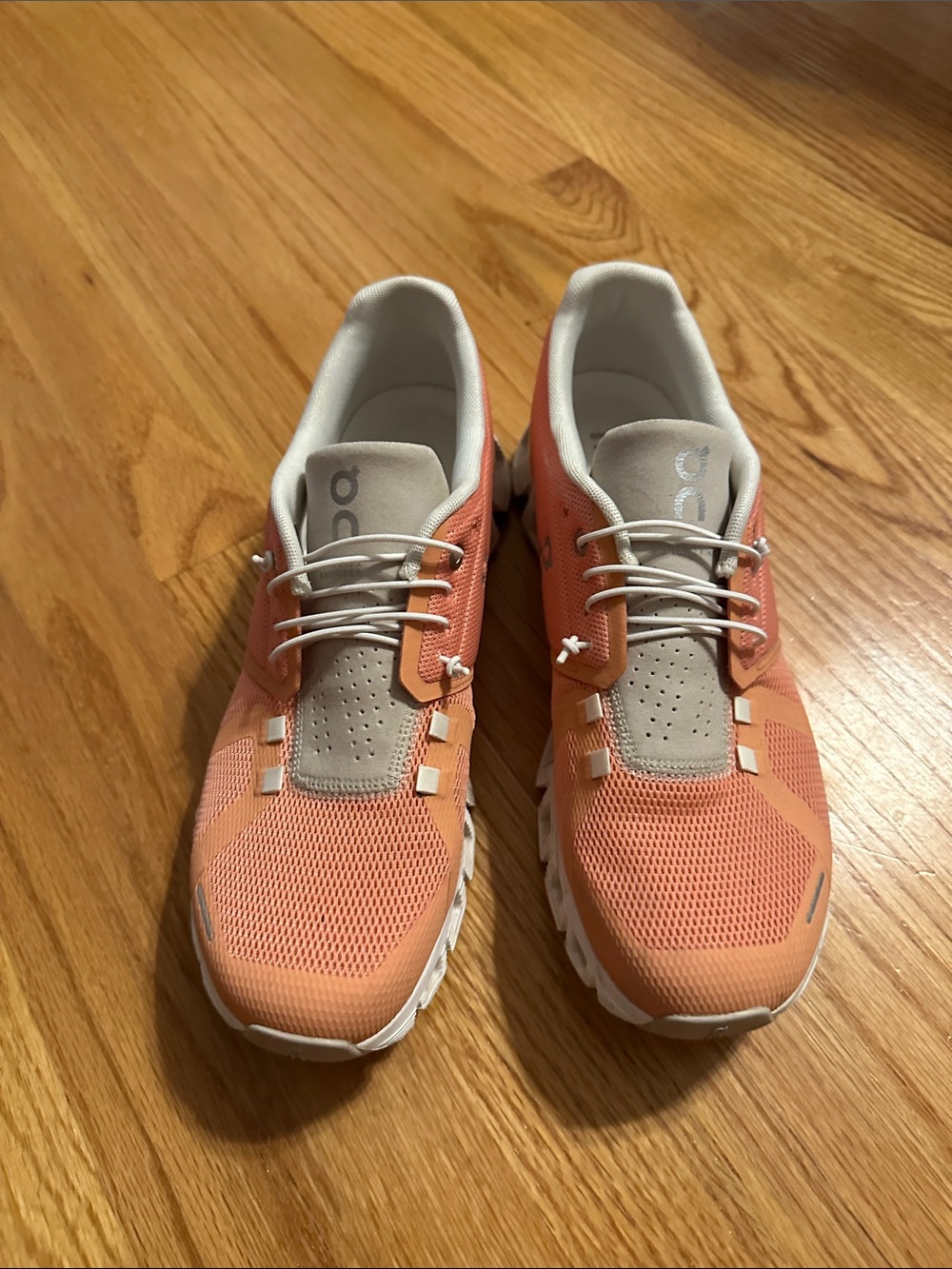 On Running Women's Coral Peach Athletic Sneakers with Beige Accents
